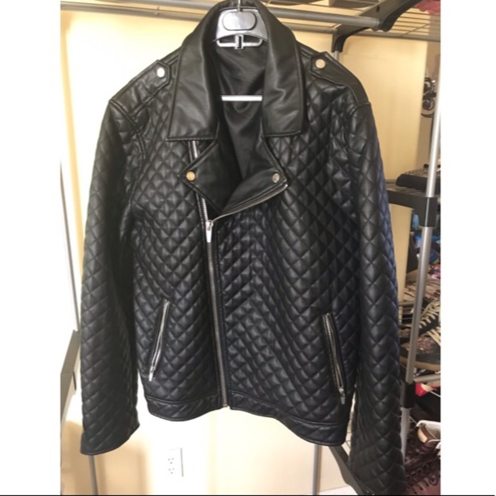 Black Quilted Men’s Leather Jacket